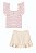 Conjunto Kiki Blusa Listrada Babados Shorts Saia Bordado 6 ao 12 - Imagem 4
