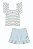 Conjunto Kiki Blusa Listrada Babados Shorts Saia Bordado 6 ao 12 - Imagem 1