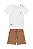 Conjunto Onda Marinha Camiseta Flamê Logo Bermuda Linho P ao 3 - Imagem 2