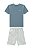 Conjunto Onda Marinha Camiseta Estampada Bermuda Sarja Listrada 10 ao 14 - Imagem 5