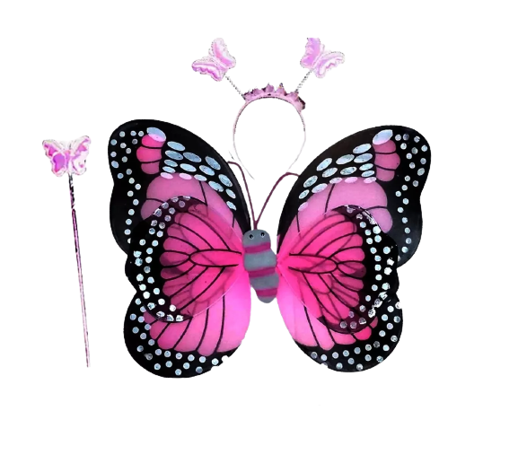 Kit Asa de Borboleta Pink e Preto - Imagem 1