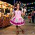 Fantasia Conjunto Feminino Junino Rosa com Fitas Adulto - SOMENTE ALUGUEL - Imagem 1