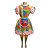 Vestido Junino Mosaico com Avental Vermelho - SOMENTE ALUGUEL - Imagem 1