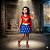 Fantasia Infantil Mulher Maravilha Estampada - Imagem 1