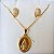 Conjunto Colar Nossa Senhora das Graças + Brinco Argolinha Cravejada Banhados em Ouro 18k - Imagem 1