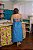 Vestido Longuete Recorte Estampado Grid - Imagem 5