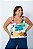 Blusa Decote V Alça Frufru Estampa Abstrata - Imagem 1