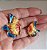 BRINCO BORBOLETA COLORIDA ESMALTADO E ASSIMETRICO BANHADO A OURO 18 K - Imagem 1