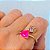 ANEL AJUSTAVEL COM ZIRCONIA FUSION PINK BANHADO A OURO 18 K - Imagem 1