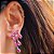 BRINCO EAR CUFF CASCATA COM ZIRCÔNIAS PINK EM PRATA 925 - Imagem 1