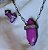 CONJUNTO COLAR E BRINCO FUCSIA FUSION BANHADA EM RODIO NEGRO - Imagem 4