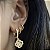 BRINCO ARGOLA COM PINGENTE TREVO EM ZIRCONIAS BANHADO A OURO 18K - Imagem 2