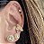BRINCO PIERCING FAKE DUPLO COM ZIRCONIAS BANHADO A OURO 18 K - Imagem 2