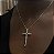 COLAR CRUZ MALEAVEL COM ZIRCONIAS CRISTAIS BANHADO A PRATA - Imagem 1