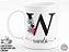 Caneca Letra "W" Floral + Porta Caneca Grátis - Imagem 1