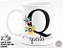 Caneca Letra "Q" Floral + Porta Caneca Grátis - Imagem 1