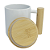 Caneca Cerâmica Branca Personalizada com Alça e Tampa de Bambu - 325ml - Imagem 2