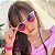 Óculos de Sol Infantil Acetato com Proteção UV400 Teen Redondo Rosa Nude Lente Degradê Azul - Imagem 5