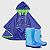Kit Capa de Chuva KidSplash! Azul Neon + Galocha Slim Dino Azul Neon - Imagem 1