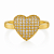 Anel coração cravejado em microzircônia cristal banhado a ouro 18k dourado coração com 1,2 cm de espessura - Imagem 1