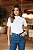 T-shirt Gola Alta Gabi Branca Algodão Egípcio - Imagem 1