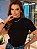 T-shirt Gola Alta Gabi Preta Algodão Egípcio - Imagem 1