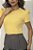 T-shirt Manga Bufante Gisa Amarelo Manteiga Algodão Egípcio - Imagem 2