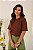 T-shirt Gola Redonda Paula Marrom Algodão Egípcio - Imagem 6