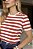 T-shirt Gola Redonda Ana Listrada Vermelha - Imagem 2