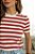 T-shirt Gola Redonda Ana Listrada Vermelha - Imagem 2
