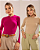 Kit 2 Blusas Manga Longa Feminina Modal Bege e Rosa Fúcsia - Imagem 1