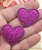 Aplique de Coração com Glitter Fino - Rosa Pink - 2 unidades - Imagem 1
