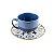 JOGO 2 XÍCARAS DE CHÁ COUP ASTECA EM CERÂMICA AZUL COM PIRES ESTAMPADO 200 ML MESA POSTA CHÁ E CAFÉ - Imagem 2