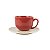 JOGO 2 XÍCARAS DE CHÁ COUP IKEBANA EM CERÂMICA TELHA COM PIRES ESTAMPADO 200 ML MESA POSTA CHÁ E CAFÉ - Imagem 2