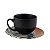 JOGO 2 XÍCARAS DE CHÁ COUP ABSTRATA EM CERÂMICA PRETA COM PIRES ESTAMPADO 200 ML MESA POSTA CHÁ E CAFÉ - Imagem 1