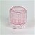 PORTA VELAS REDONDO DE VIDRO FRISADO ROSA 8,5 X 6,5 CM DECORAÇÃO MESA POSTA - Imagem 3