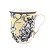 CANECA EM CERAMICA BRANCA ESTAMPA AMARELA E MOTIVOS FLORAIS 400 ML MESA POSTA 2 OPÇÕES DE KITS - Imagem 1