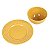 KIT 2 PRATOS DE SOBREMESA LINHA ROMA EM CERAMICA MOSTARDA 20,5 CM MESA POSTA - Imagem 4