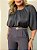 Blusa Cropped Cetim Malu Cinza Chumbo - Imagem 1