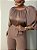 Blusa Cropped Cetim Malu Marrom Claro - Imagem 1