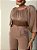 Blusa Cropped Cetim Malu Marrom Claro - Imagem 4