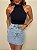 Saia Curta Jeans Claro Leonie - Imagem 6