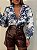 Camisa Linho Estampada Romina Azul - Imagem 3