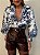 Camisa Linho Estampada Romina Azul - Imagem 1
