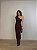 Vestido Midi Drapeado Alouette Marrom - Imagem 1