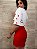 Maxi T-shirt Poá Off White/Vermelho - Imagem 6