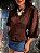 Camisa Cetim Claire Marrom - Imagem 6