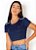Blusinha Cropped Marinho em Helanca - Moda Feminina Casual - Imagem 1