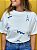 Camiseta Bonjour Bordado Azul - Imagem 1
