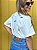 Camiseta Bonjour Bordado Azul - Imagem 3
